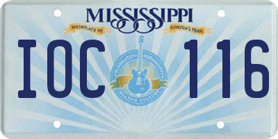 MS license plate IOC116