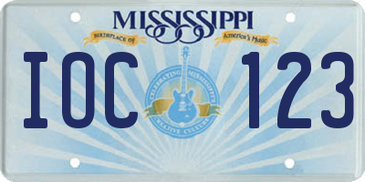 MS license plate IOC123