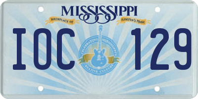MS license plate IOC129