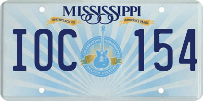 MS license plate IOC154