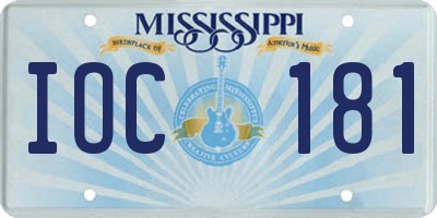 MS license plate IOC181
