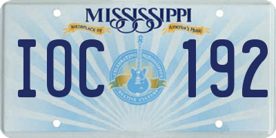 MS license plate IOC192