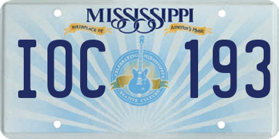 MS license plate IOC193