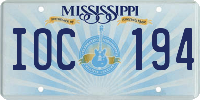 MS license plate IOC194