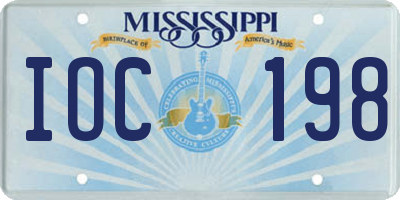 MS license plate IOC198
