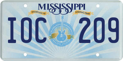 MS license plate IOC209