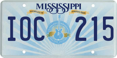 MS license plate IOC215