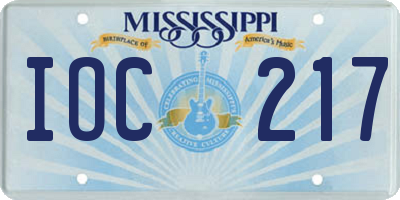 MS license plate IOC217