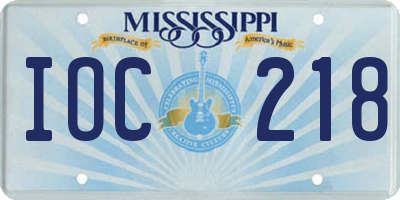 MS license plate IOC218