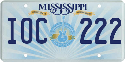 MS license plate IOC222