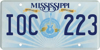 MS license plate IOC223