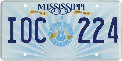 MS license plate IOC224