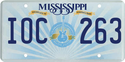 MS license plate IOC263