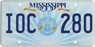 MS license plate IOC280
