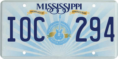 MS license plate IOC294