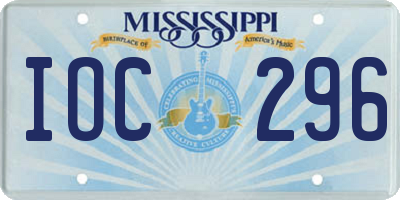 MS license plate IOC296