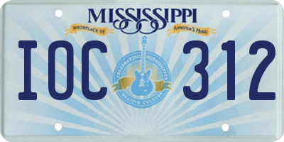 MS license plate IOC312
