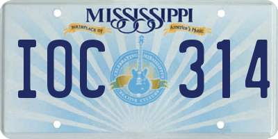 MS license plate IOC314