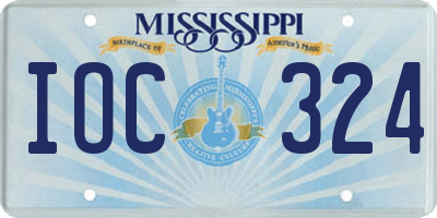 MS license plate IOC324