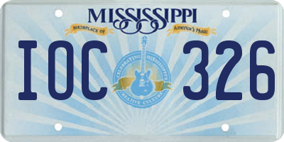 MS license plate IOC326