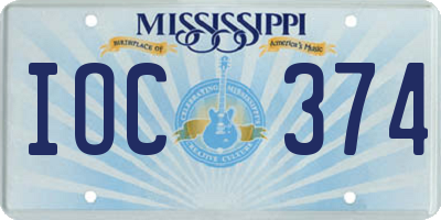 MS license plate IOC374