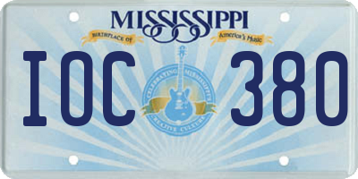 MS license plate IOC380