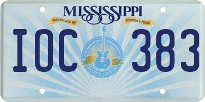 MS license plate IOC383