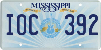 MS license plate IOC392