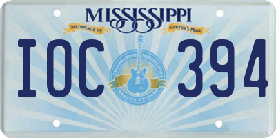 MS license plate IOC394