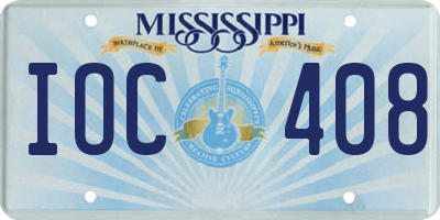MS license plate IOC408