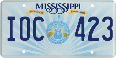MS license plate IOC423
