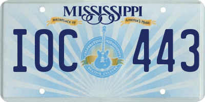 MS license plate IOC443