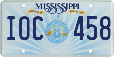 MS license plate IOC458