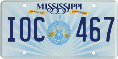 MS license plate IOC467