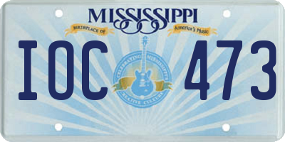 MS license plate IOC473