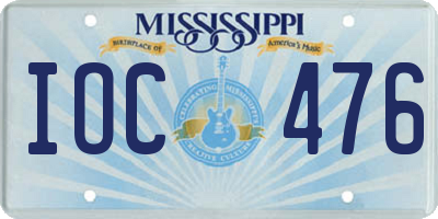 MS license plate IOC476