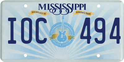 MS license plate IOC494