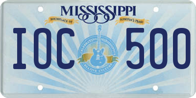 MS license plate IOC500