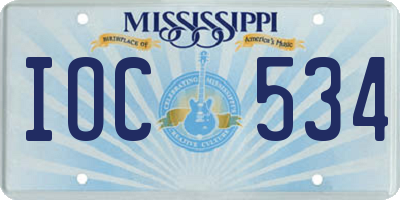 MS license plate IOC534