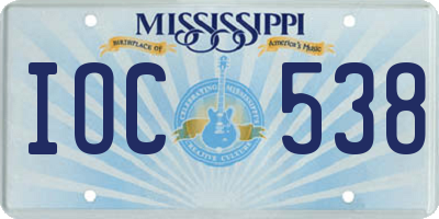 MS license plate IOC538