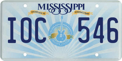 MS license plate IOC546
