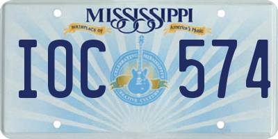 MS license plate IOC574