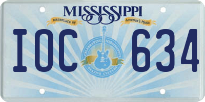 MS license plate IOC634