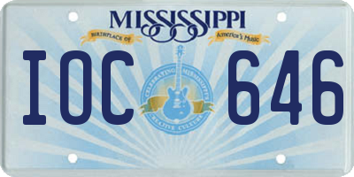 MS license plate IOC646
