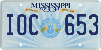 MS license plate IOC653