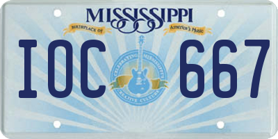 MS license plate IOC667