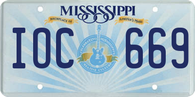 MS license plate IOC669