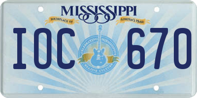 MS license plate IOC670