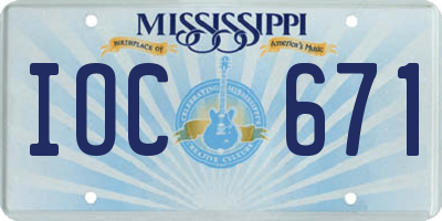 MS license plate IOC671
