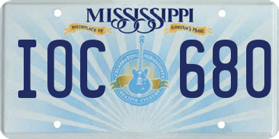 MS license plate IOC680